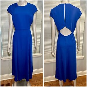 Babaton Hampton Blue Cutout Back Side Slit Fit & Flare Midi Dress EUC Size 2
